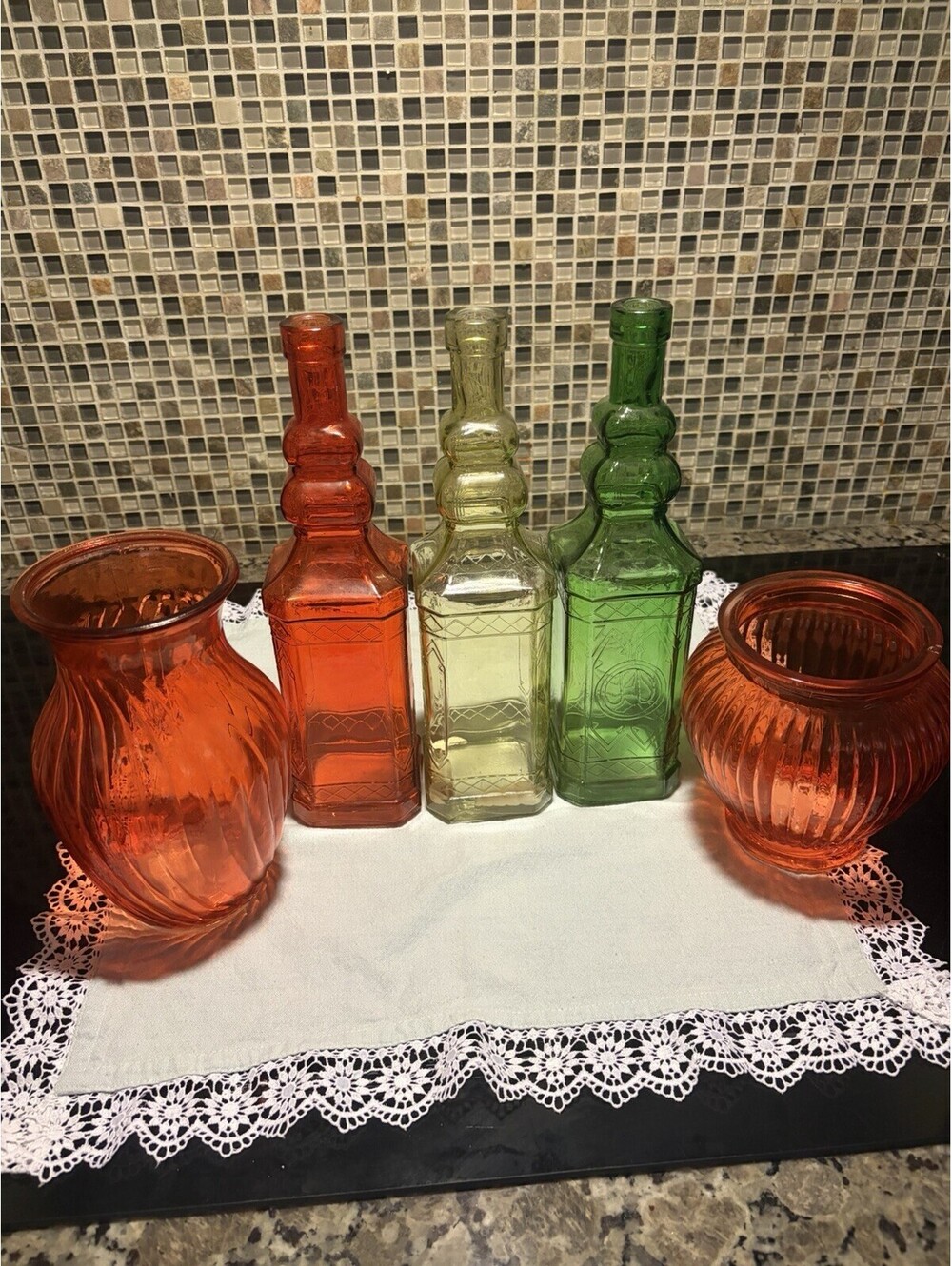 colored glass vase lot, 5 [COPY]
